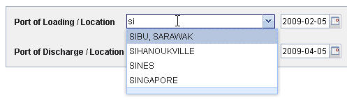 The available drop-down entries automatically adjust to the user´s input.