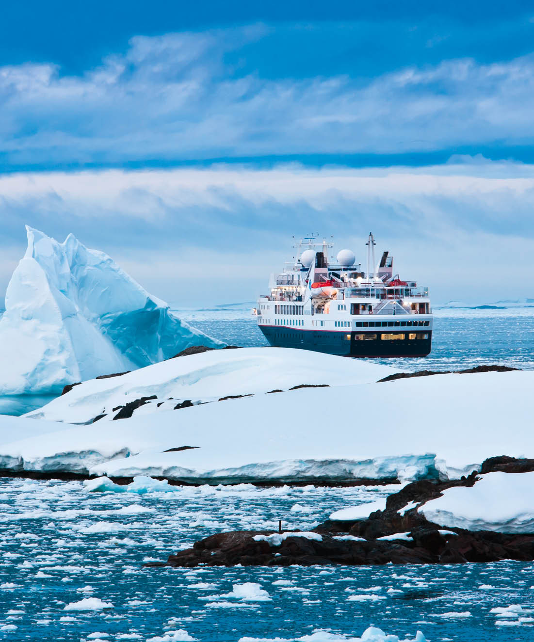 Big cruise ship in the Antarctic waters