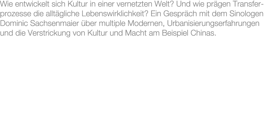 Wie entwickelt sich Kultur in einer vernetzten Welt? Und wie pr gen Transferprozesse die allt gliche Lebenswirklichke...