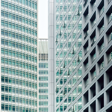 Play of lines from skyscrapers in Central Business District, Beijing, China