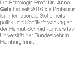 Die Politologin Prof. Dr. Anna Geis hat seit 2016 die Professur f r Internationale Sicherheits politik und Konfliktfo...