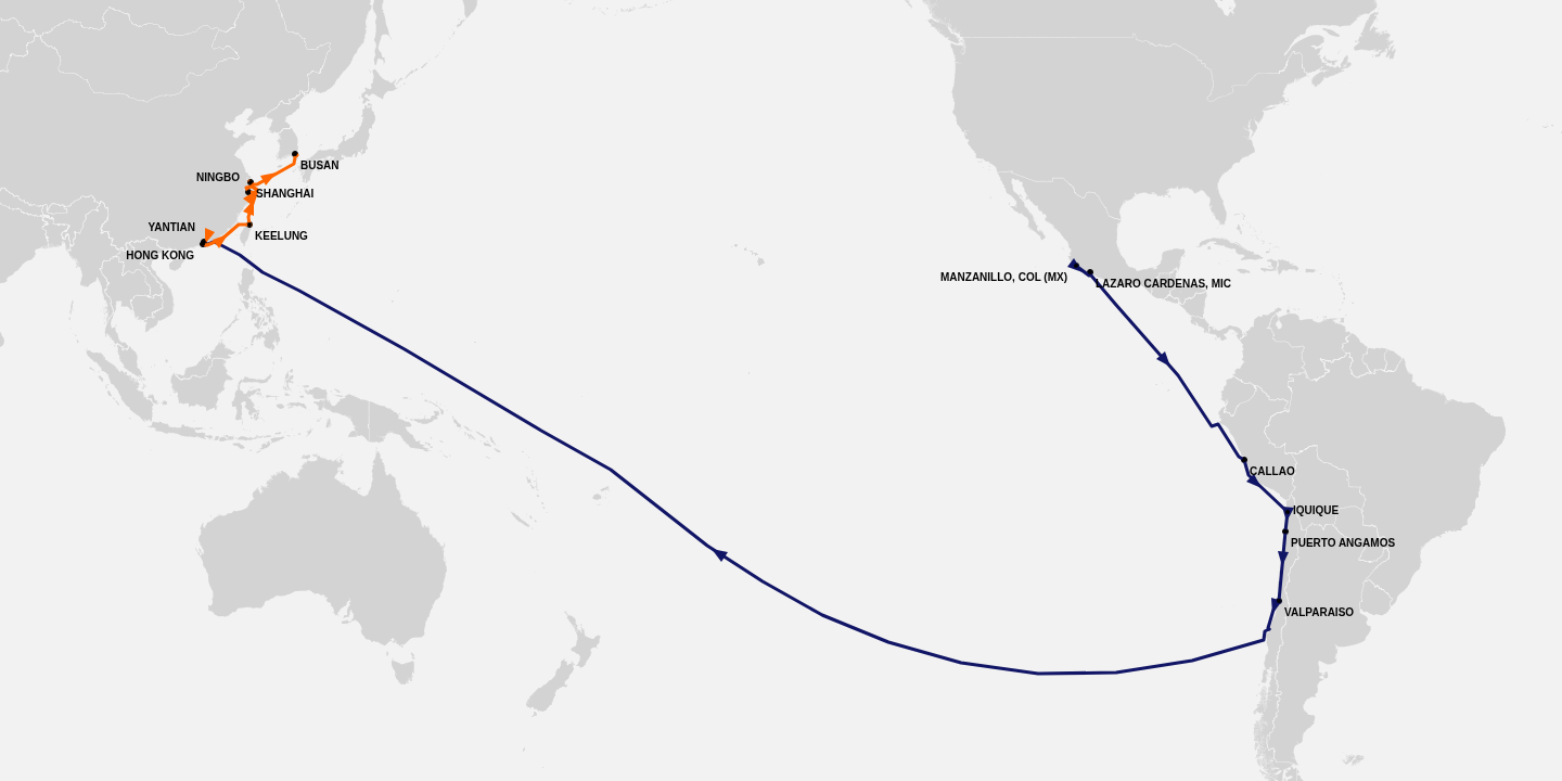 エンミルンルート South America - Asia / Loop 1 (AN1) - Gemini Finder Cape Network