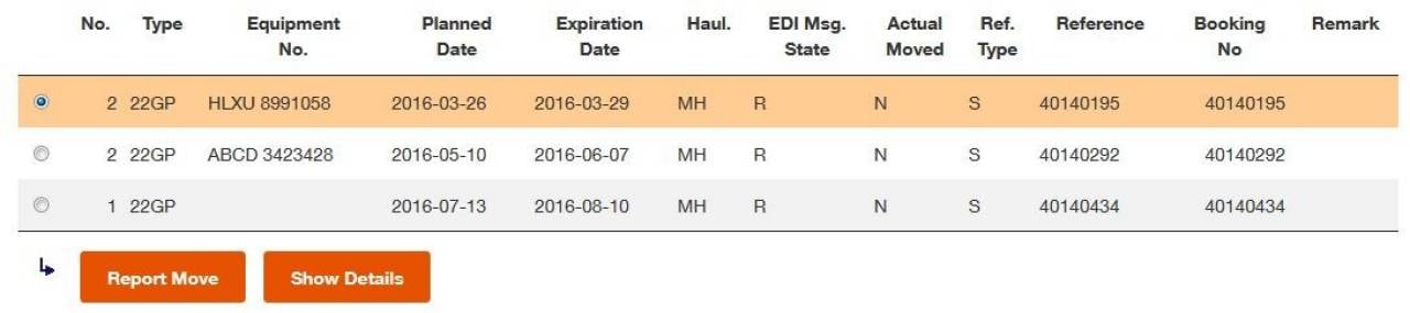 WEBDEPOT equipment request detail table