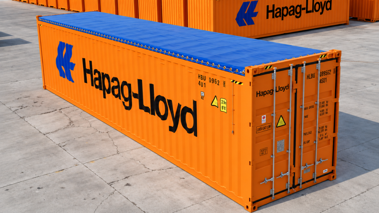 Orange Hapag Lloyd Container in Daylight