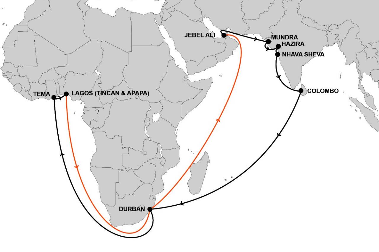 Middle East India Africa Express (MIAX) is adding Hazira to its rotation