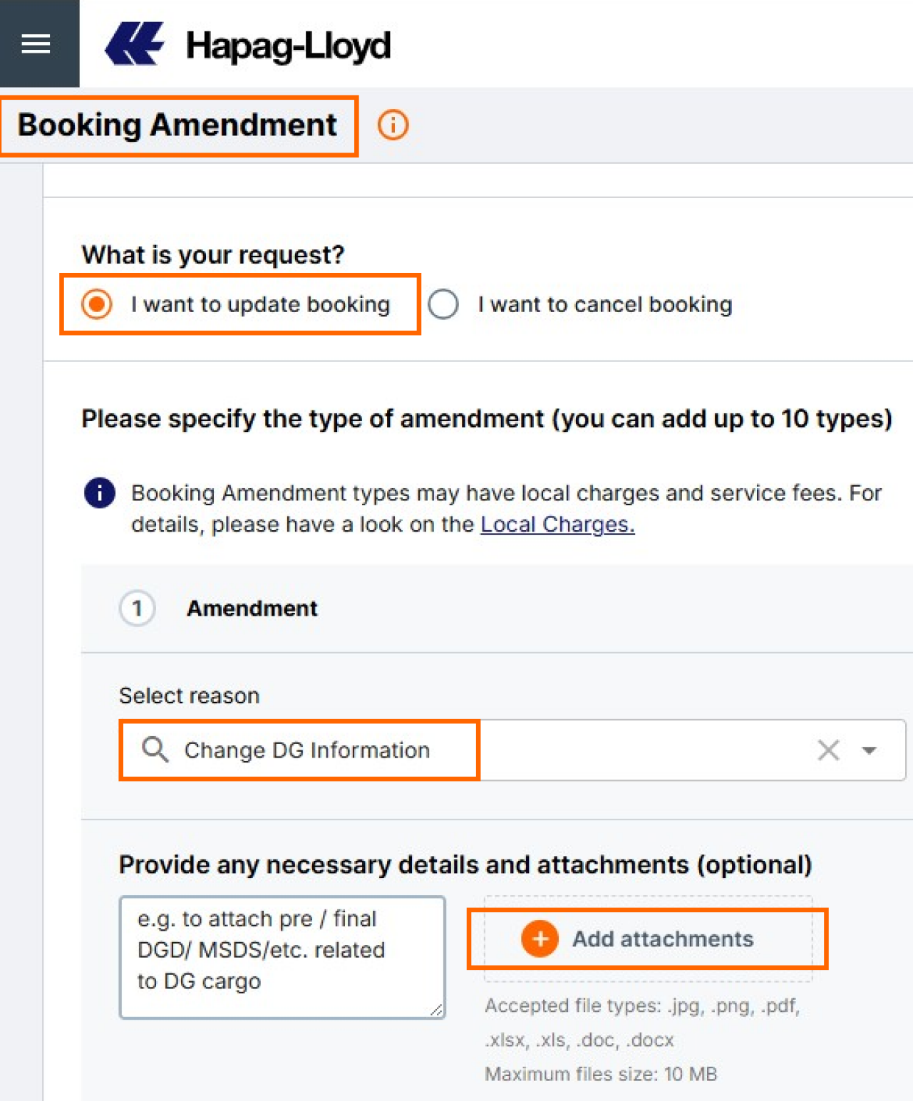 Booking Amendment DG