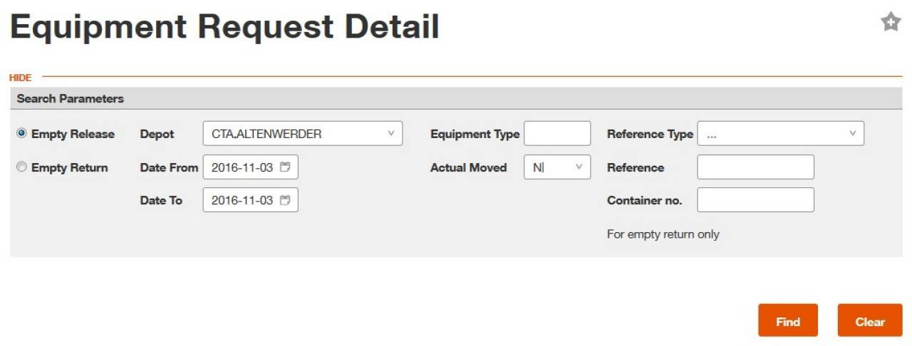 WEBDEPOT equipment request detail search stripe