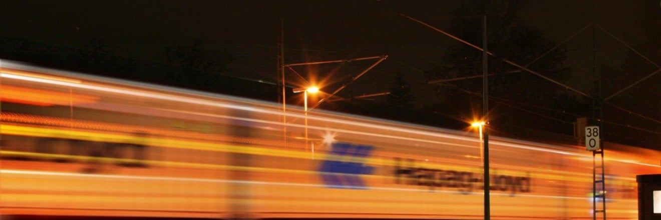 blurred motion train night