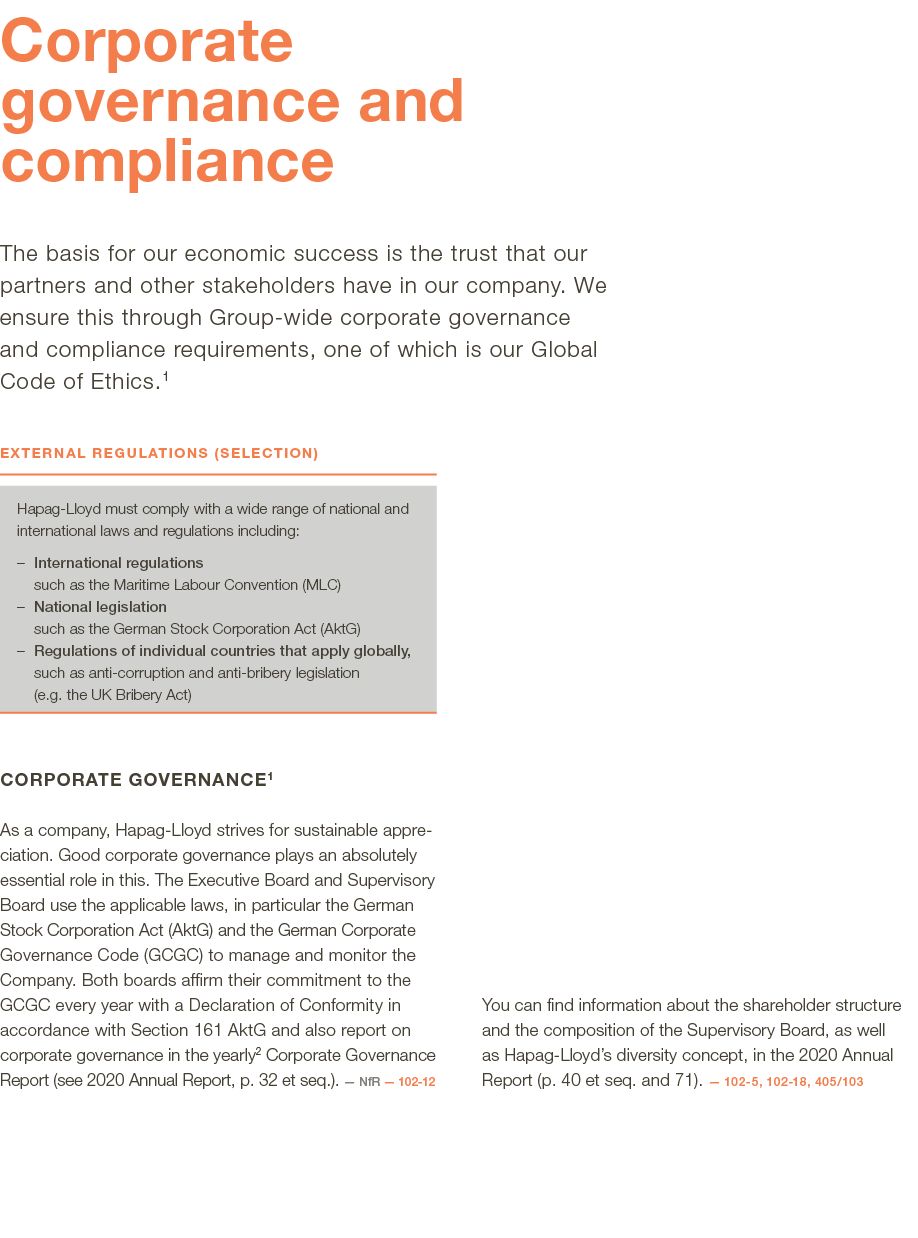  Corporate governance and compliance The basis for our economic success is the trust that our partners and other stak   