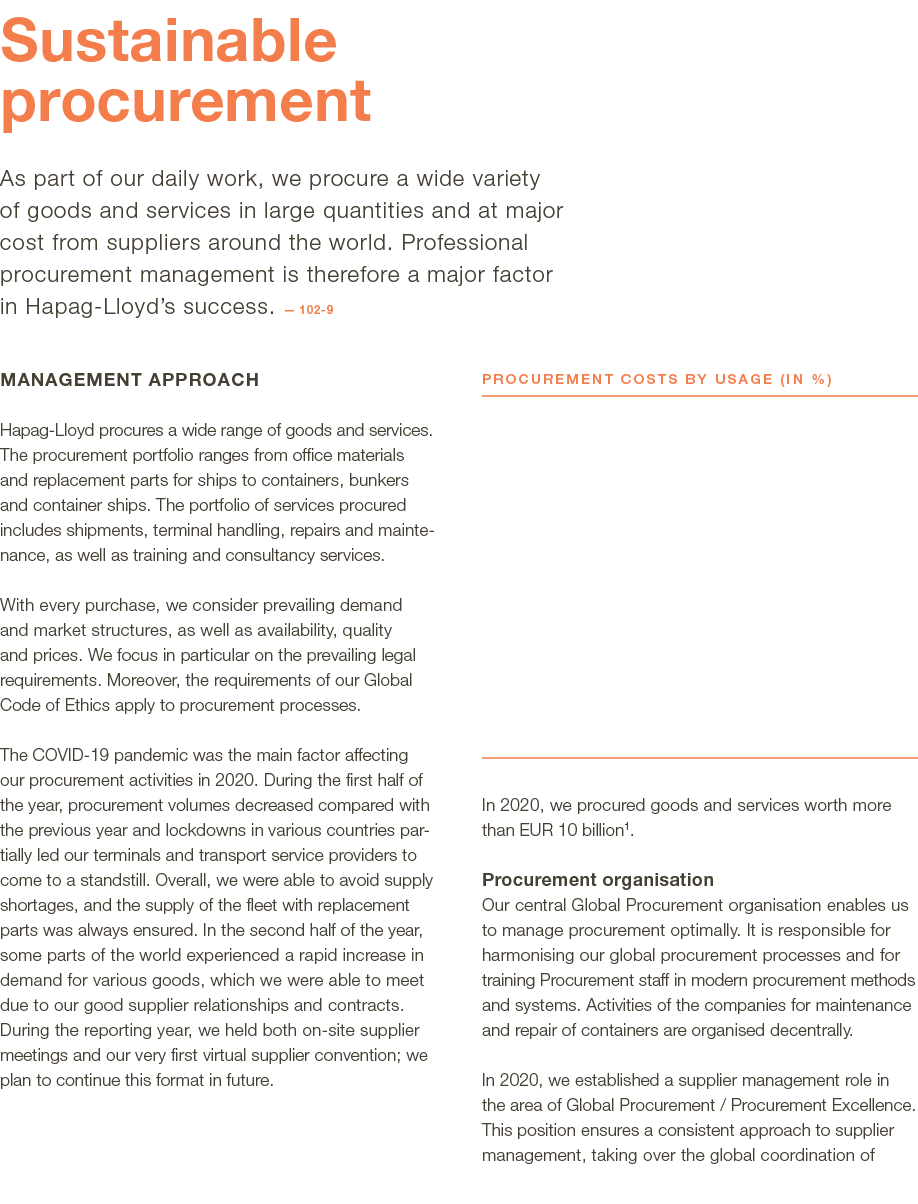  Sustainable procurement As part of our daily work, we procure a wide variety of goods and services in large quantiti   