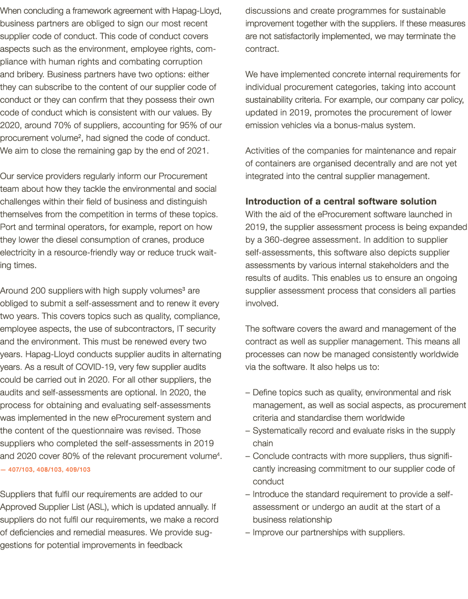 When concluding a framework agreement with Hapag-Lloyd, business partners are obliged to sign our most recent supplie   