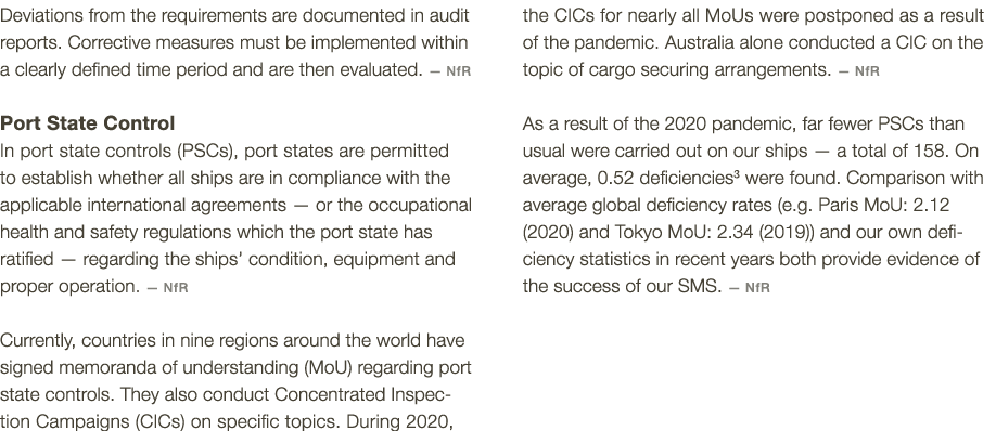 Deviations from the requirements are documented in audit reports  Corrective measures must be implemented within a cl   