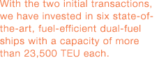 With the two initial transactions, we have invested in  six state-of-the-art, fuel-efficient dual-fuel ships with a c   