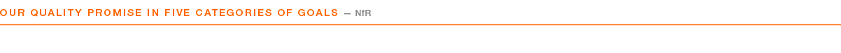 Our quality promise in five categories of goals — NfR