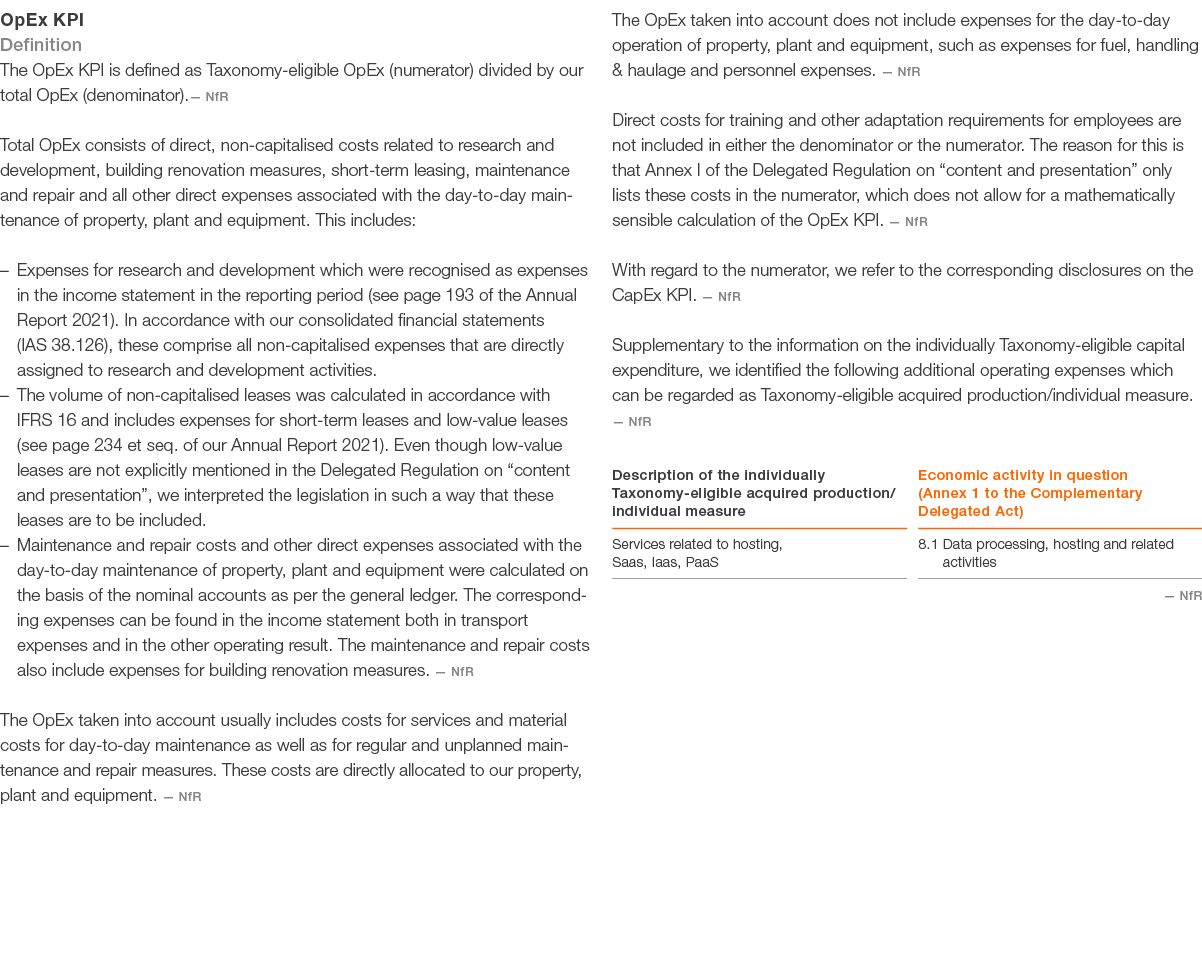 OpEx KPI Definition The OpEx KPI is defined as Taxonomy-eligible OpEx (numerator) divided by our total OpEx (denomina   