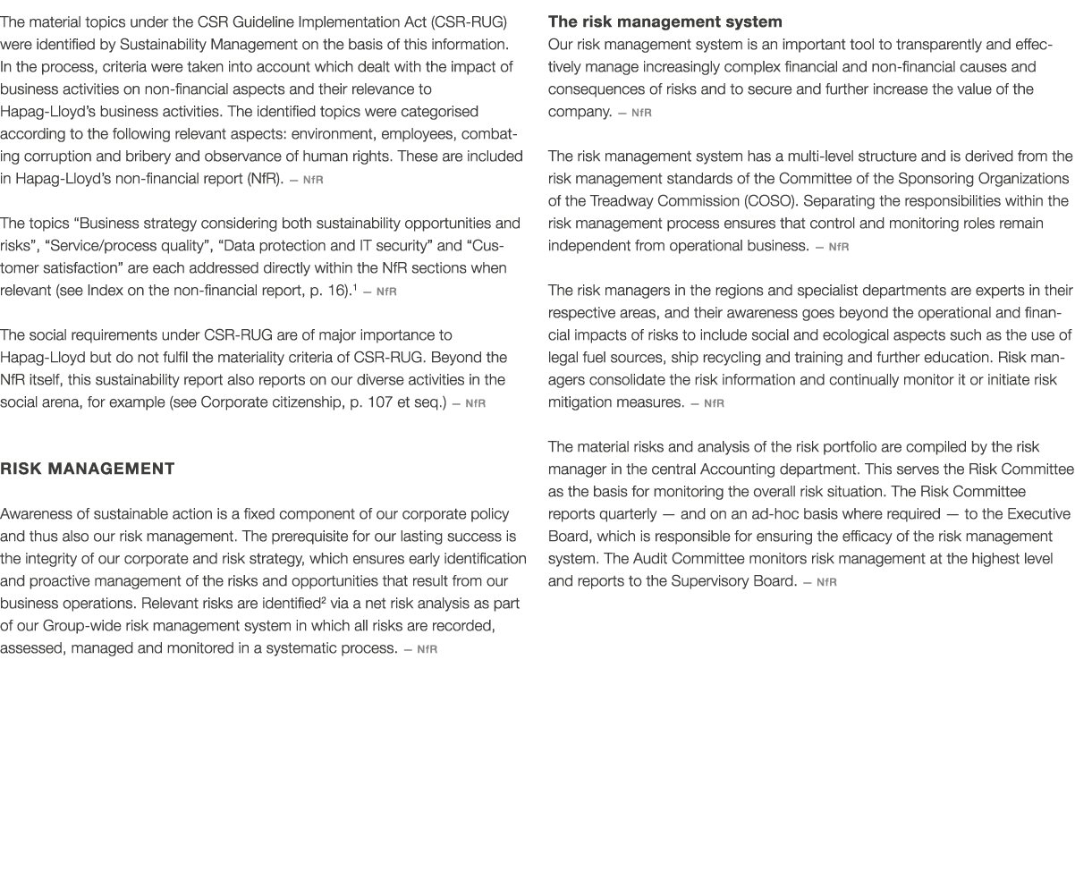 The material topics under the CSR Guideline Implementation Act (CSR-RUG) were identified by Sustainability Management   