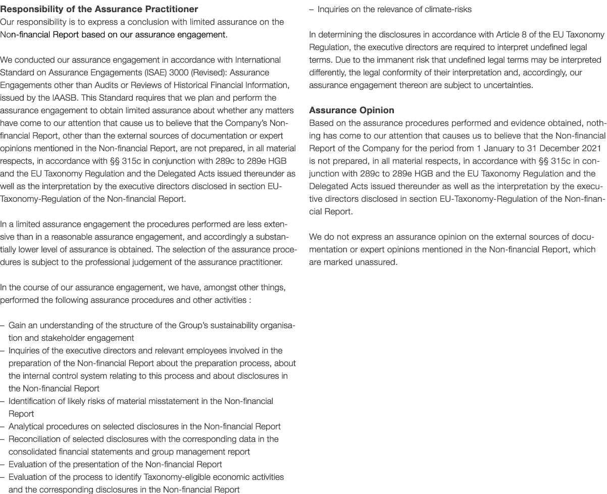 Responsibility of the Assurance Practitioner Our responsibility is to express a conclusion with limited assurance on    