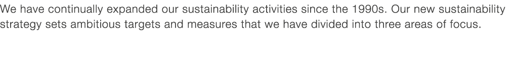 We have continually expanded our sustainability activities since the 1990s  Our new sustainability strategy sets ambi   
