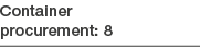 Container procurement: 8