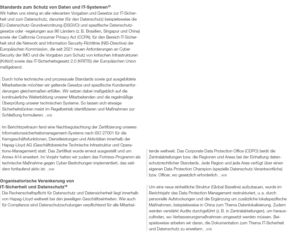 Standards zum Schutz von Daten und IT Systemen15 Wir halten uns streng an alle relevanten Vorgaben und Gesetze zur IT...