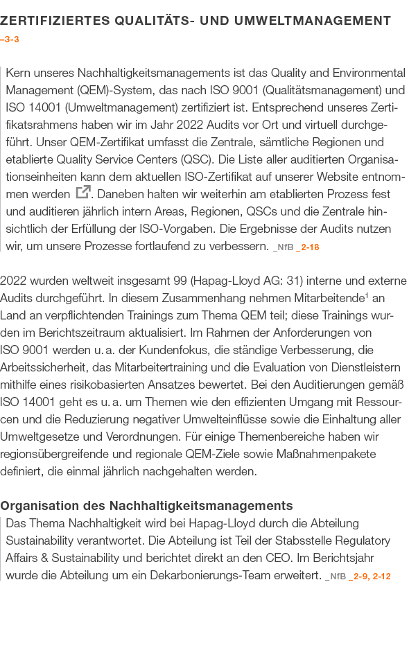 ZERTIFIZIERTES QUALIT TS UND UMWELTMANAGEMENT –3 3 Kern unseres Nachhaltigkeitsmanagements ist das Quality and Enviro...