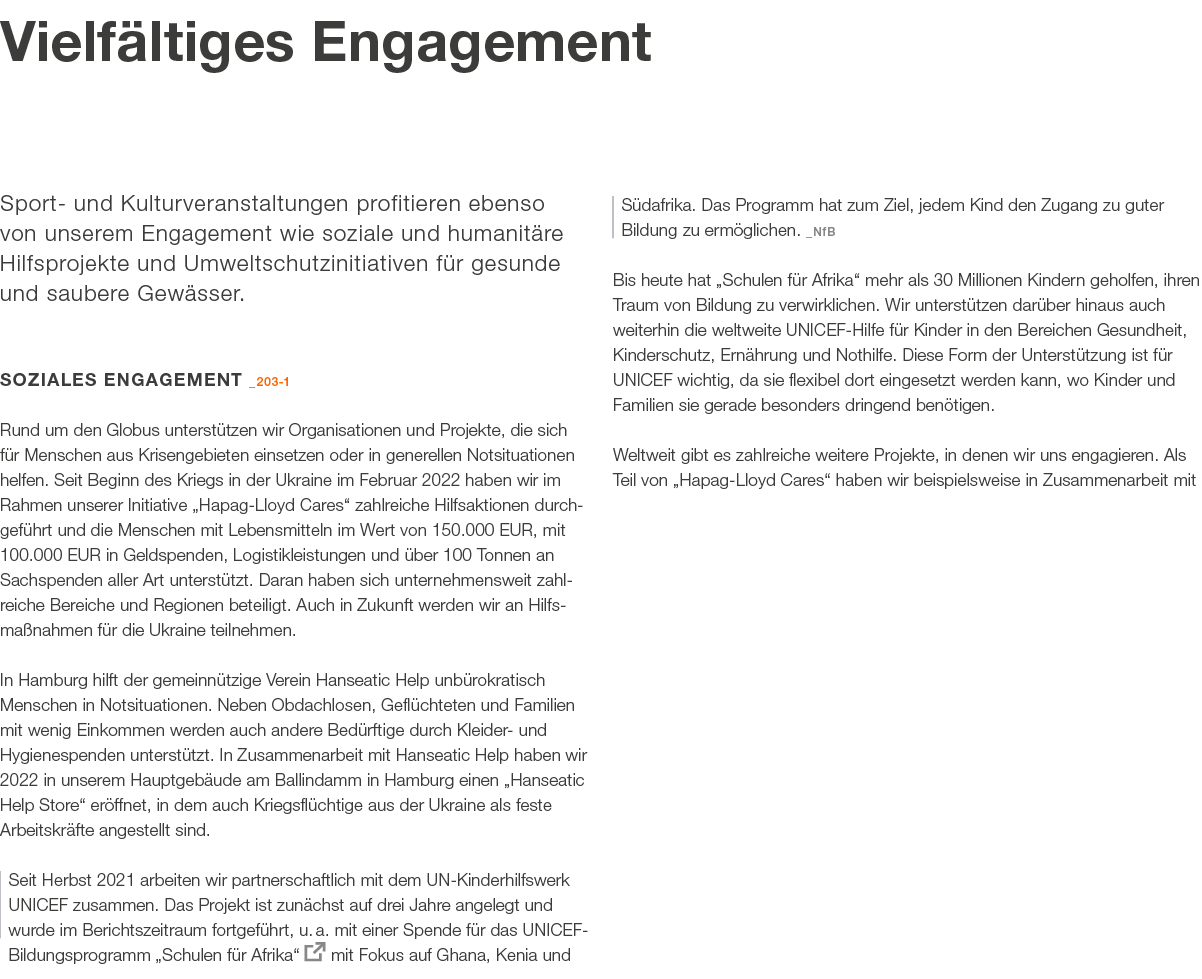 Vielf ltiges Engagement Sport und Kulturveranstaltungen profitieren ebenso von unserem Engagement wie soziale und hum...