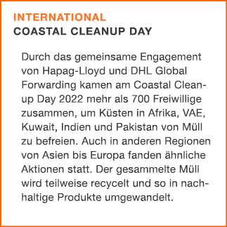 International Coastal Cleanup Day Durch das gemeinsame Engagement von Hapag Lloyd und DHL Global Forwarding kamen am ...