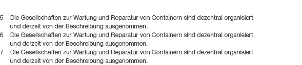 5 Die Gesellschaften zur Wartung und Reparatur von Containern sind dezentral organisiert und derzeit von der Beschrei...