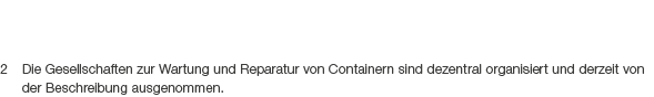 2 Die Gesellschaften zur Wartung und Reparatur von Containern sind dezentral organisiert und derzeit von der Beschrei...