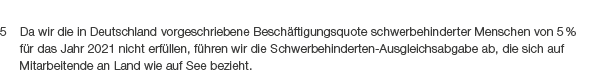 5 Da wir die in Deutschland vorgeschriebene Besch ftigungsquote schwerbehinderter Menschen von 5 % f r das Jahr 2021 ...