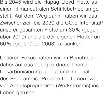 Bis 2045 wird die Hapag Lloyd Flotte auf einen klimaneutralen Schiffsbetrieb umgestellt. Auf dem Weg dahin haben wir ...