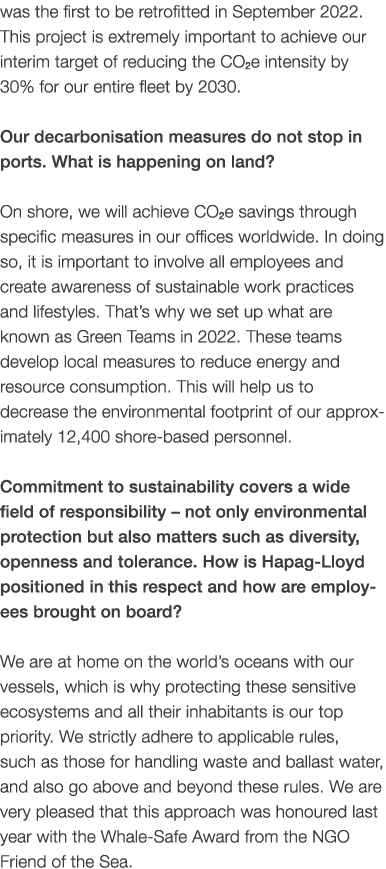 was the first to be retrofitted in September 2022. This project is extremely important to achieve our interim target ...