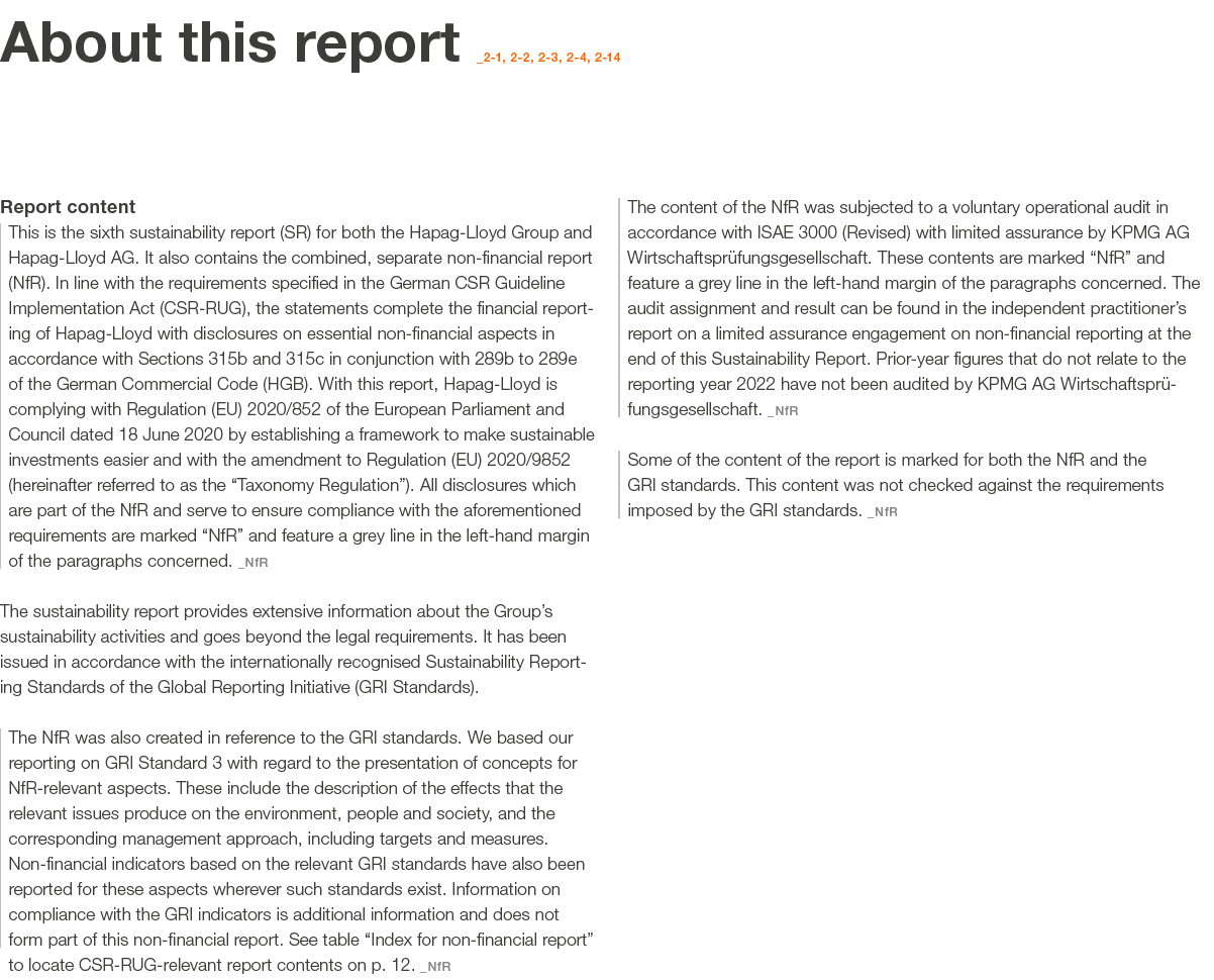 About this report _2 1, 2 2, 2 3, 2 4, 2 14 Report content This is the sixth sustainability report (SR) for both the ...