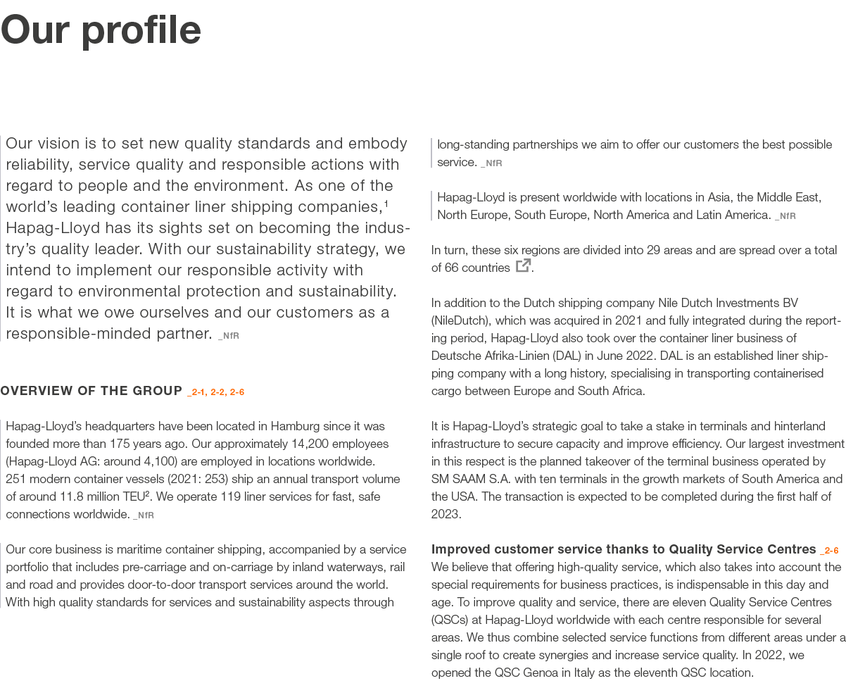 Our profile Our vision is to set new quality standards and embody reliability, service quality and responsible action...