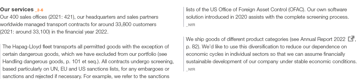  Our services _2 6 Our 400 sales offices (2021: 421), our headquarters and sales partners ­worldwide managed transpor...