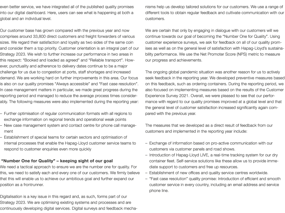 even better service, we have integrated all of the published quality promises into our digital dashboard. Here, users...