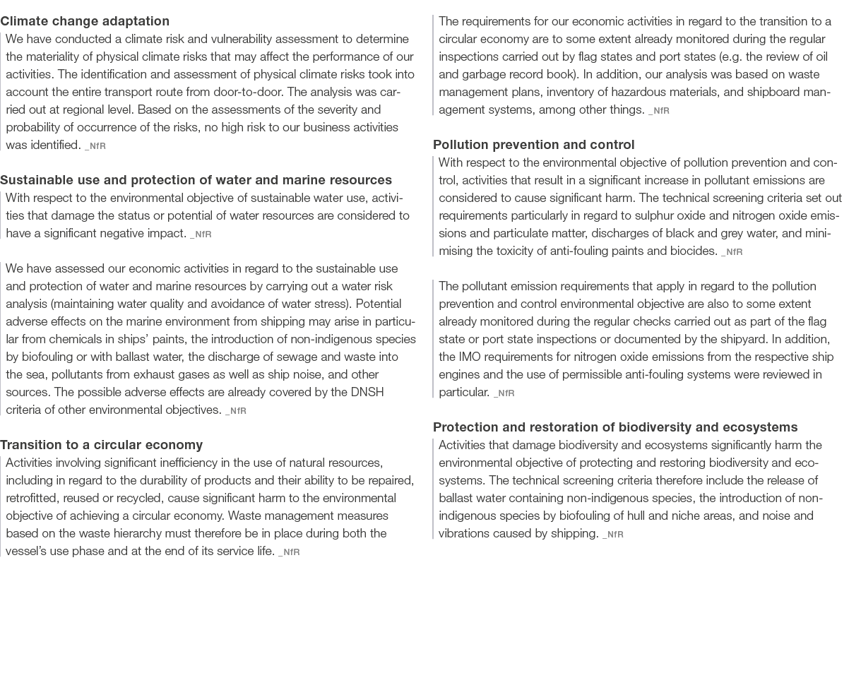 Climate change adaptation We have conducted a climate risk and vulnerability assessment to determine the materiality ...