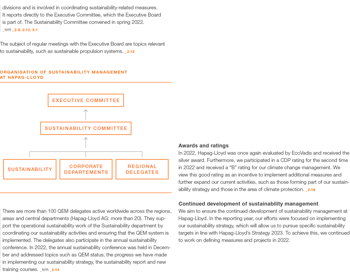 divisions and is involved in coordinating sustainability related measures. It reports directly to the Executive Commi...