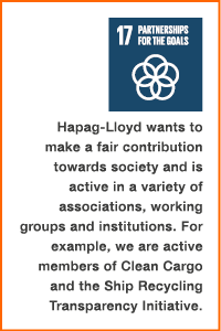 ￼ Hapag Lloyd wants to make a fair contribution towards society and is active in a variety of ­associations, working ...