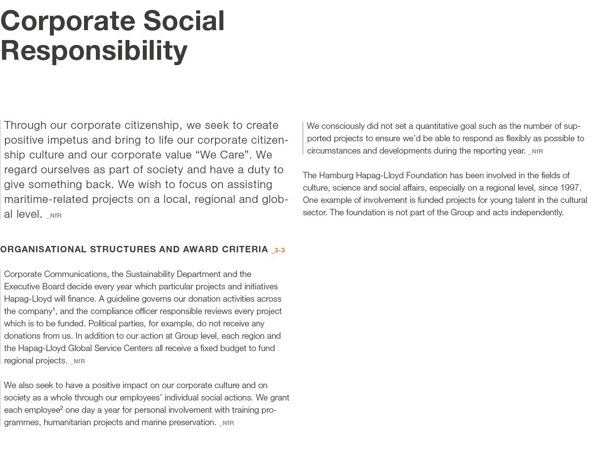 Corporate Social Responsibility Through our corporate citizenship, we seek to create positive impetus and bring to li...