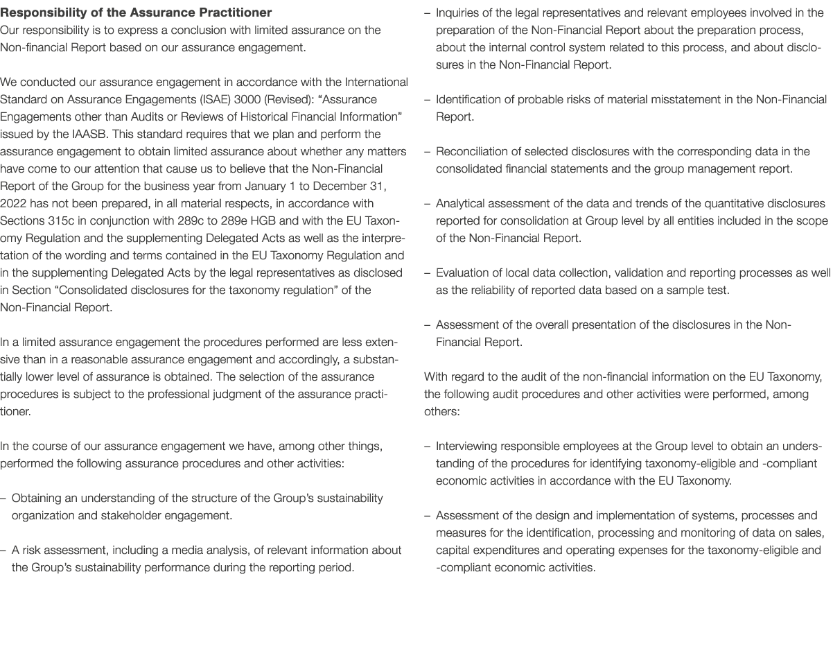 Responsibility of the Assurance Practitioner Our responsibility is to express a conclusion with limited assurance on ...
