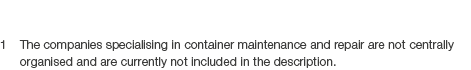 1 The companies specialising in container maintenance and repair are not centrally organised and are currently not in...