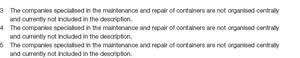 3 The companies specialised in the maintenance and repair of containers are not organised centrally and currently not...