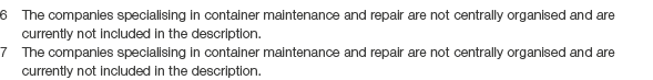 6 The companies specialising in container maintenance and repair are not centrally organised and are currently not in...