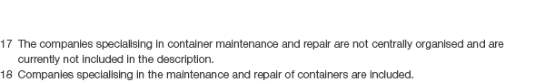 17 The companies specialising in container maintenance and repair are not centrally organised and are currently not i...