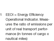 1 EEOI = Energy Efficiency Operational Indicator. Measures the ratio of emissions per unit of real transport performa...