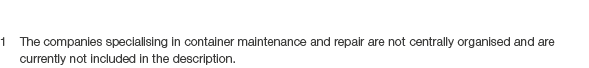 1 The companies specialising in container maintenance and repair are not centrally organised and are currently not in...