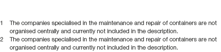 1 The companies specialised in the maintenance and repair of containers are not ­organised centrally and currently no...