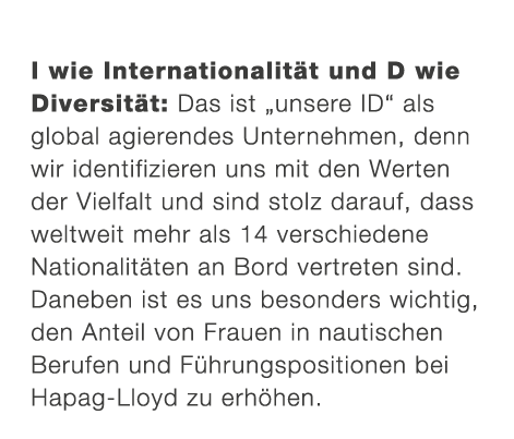 I wie Internationalit t und D wie Diversit t: Das ist „unsere ID“ als global agierendes Unternehmen, denn wir identif...