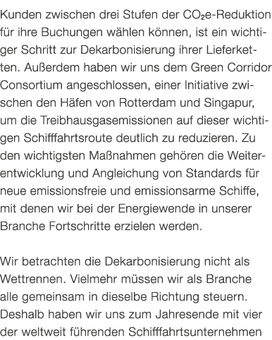 Kunden zwischen drei Stufen der CO2e Reduktion f r ihre Buchungen w hlen k nnen, ist ein wichtiger Schritt zur Dekarb...